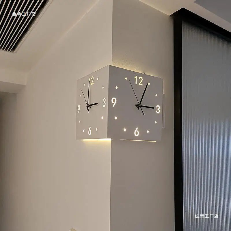 2026Simple and creative corner double-sided wall clock, double-sided clock, living room, silent corner clock, universal
