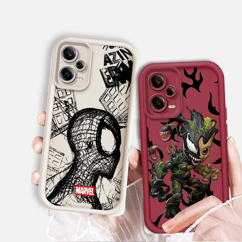 Marvel Groot Spider-Man Art For Xiaomi Redmi Note 14 13 13R 12 12R 11 11E 11T 11S Pro Plus 4G 5G Eye Ladder Soft Phone Case