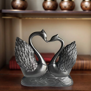 1 Piece of Simple and Modern Heart-To-Heart Couple Swan Statue Ornament, Romantic Love Home Decoration, Romantic Art Sculpture for Living Room Tabletop