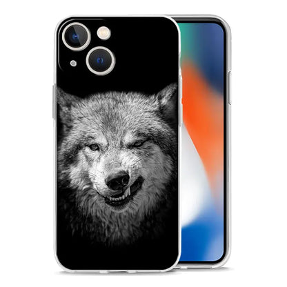 Luxury Transparent Phone Case For iPhone 15 14 13 12 11 Pro Max XS X XR 7 8 Plus Clear Cover Black Cheetah Tiger Lion Animals