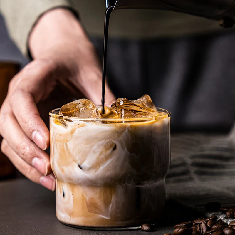1PCS Creative Style Glass Coffee Smoothie Cup Heat-Resistant Drink Cup Transparent Glassware Whisky Beer Fruit Bubble Water