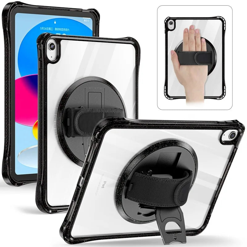 Handheld Case for iPad 10th Generation 10.9 Kids Cover iPad 2022 A2696 A2757/A2777 Swivel Stand Shockproof Protective Funda Capa