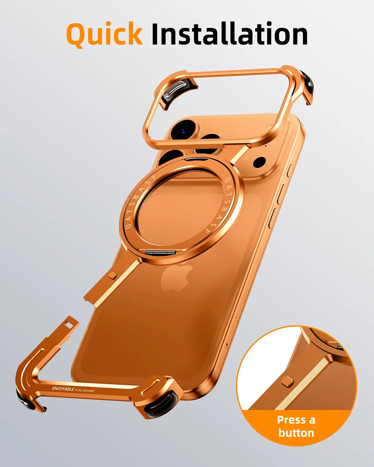 Oatsbasf Phone Case for iPhone 17 Pro/Pro Max/17/Air with 360° Rotatable Stand Metal Frameless Magsafe Protective Shockproof
