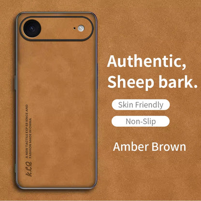 For Iphone 17 Air Case Luxury Sheepskin Leather Silicone Shockproof Bumper Cover for Iphone 17 Pro Max Protective Matte Shell