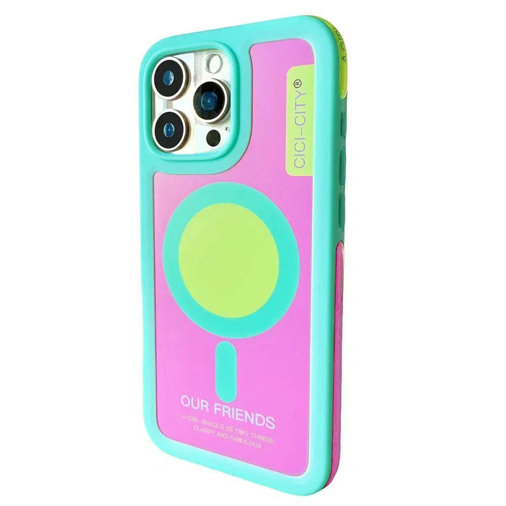 For iPhone 17 13 14 15 16 Pro Max Case Magsafe Happy Dapamine Color Anti-Collision Drop-proof Protective Cover for Summer Girls