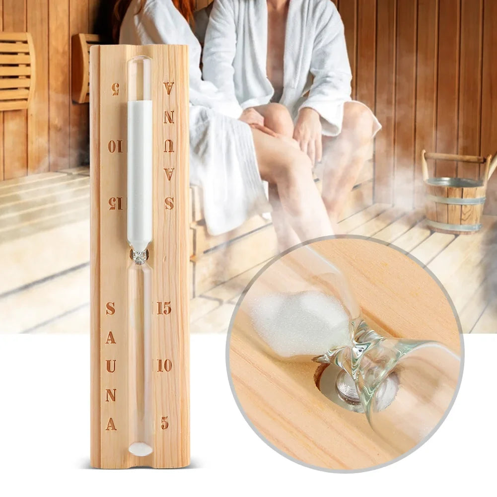 Hourglass Clock Wooden Hourglass Wooden Sauna Timer 15-Minute Sand Timer Countdown Timer Accessory for Sauna & Spa Rooms