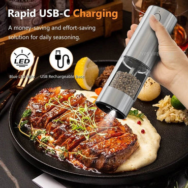 Rechargeable Electric Pepper Grinder – Adjustable Spice Mill