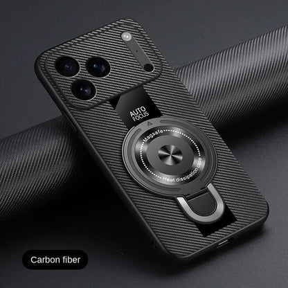 Matte Fiber for Magsafe Case for IPhone 17 16 15 14 Pro Max Plus Air Magnetic Ring Stand Shockproof Cover for Iphone17pro Coque