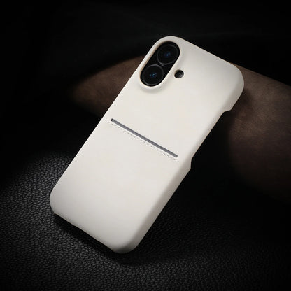 Luxury Card Slot Sheepskin Leather Case For iPhone 16 15 14 13 12 Pro Max Plus Business Wallet Pocket Frosted Shockproof Cover