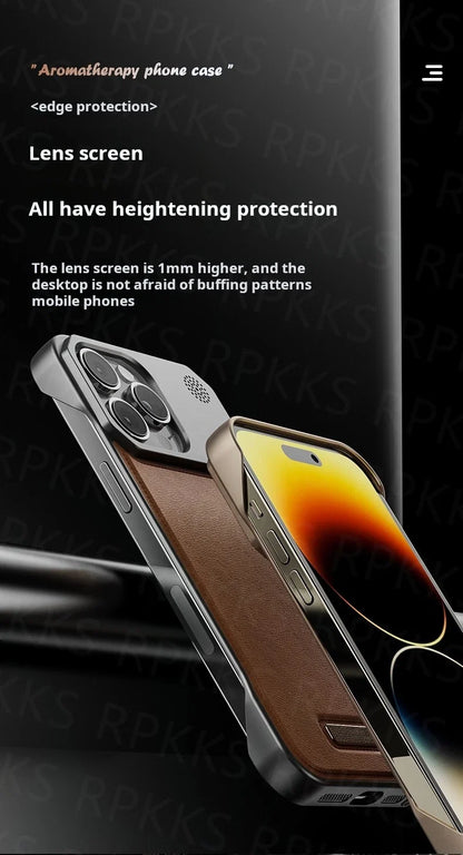 Business Aromatherapy Leather Case for iPhone 17 Air 16 15 14 Plus 13 12 11 Pro Max For Magsafe Magnetic Frameless Armor Cover