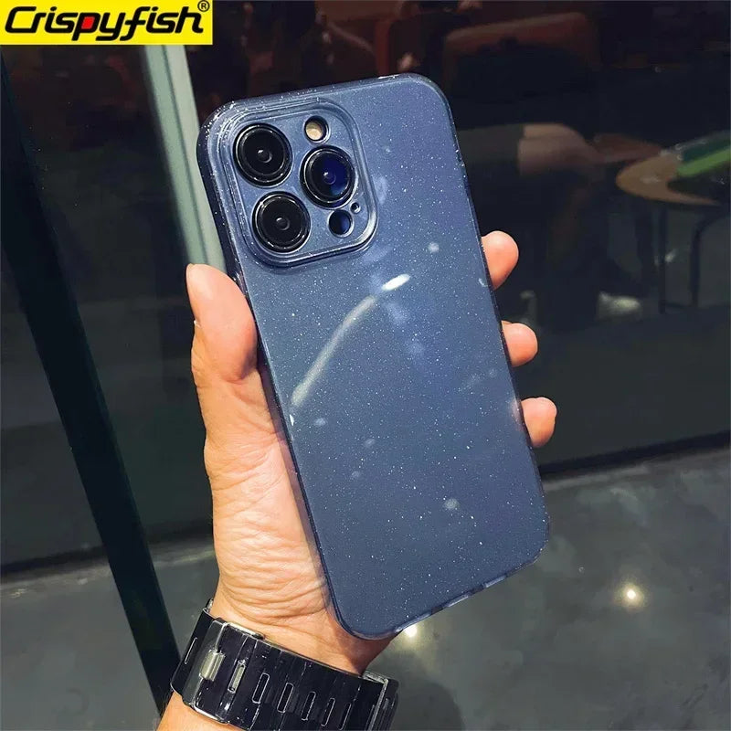 Original Luxury Black Glitter Case For iPhone 16 Pro 15 11 12 13 14 Pro Max XR XS SE 7 8 Plus Soft TPU Shockproof Silicone Cover
