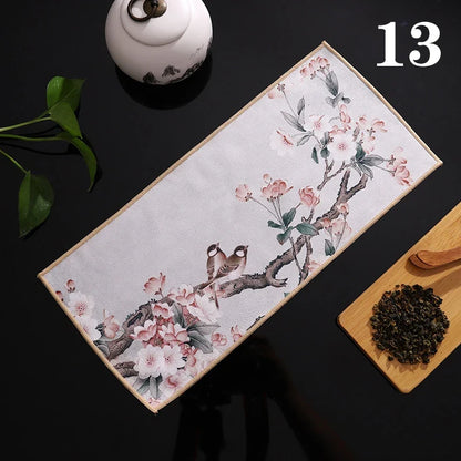1pc Chinese Painted Thick Tea Towel Super Absorbent Table Mats Suede Professional Rag Tea Mat Napkin High-end Tea Accessories