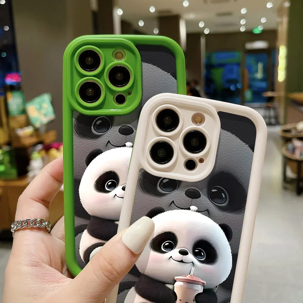Panda Soft TPU Case For iPhone 15 Pro Max Cases iPhone 16 13 14 11 12 7 8 Plus SE  15promax 15pro 16pro 16promax Cover Funda