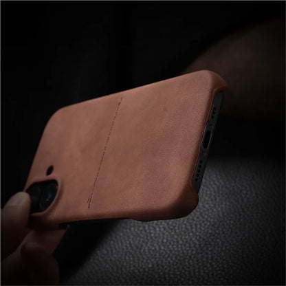 Luxury Card Slot Sheepskin Leather Case For iPhone 16 15 14 13 12 Pro Max Plus Business Wallet Pocket Frosted Shockproof Cover