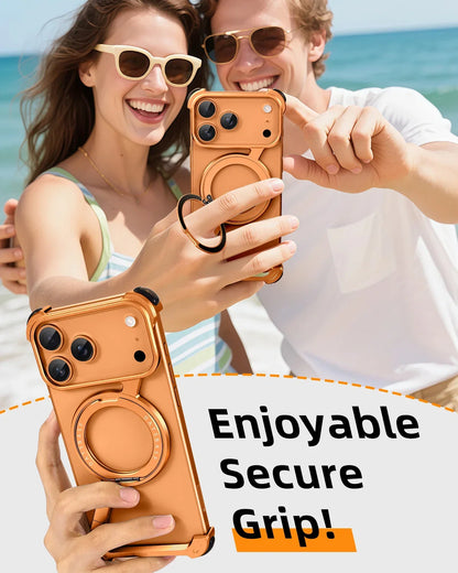 Oatsbasf Phone Case for iPhone 17 Pro/Pro Max/17/Air with 360° Rotatable Stand Metal Frameless Magsafe Protective Shockproof