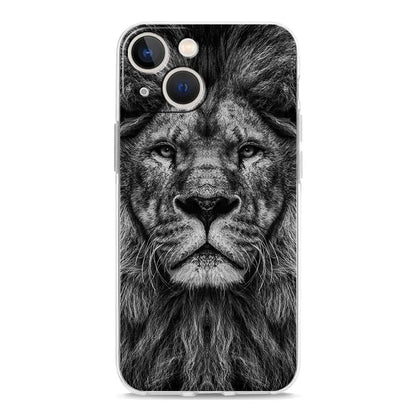 Luxury Transparent Phone Case For iPhone 15 14 13 12 11 Pro Max XS X XR 7 8 Plus Clear Cover Black Cheetah Tiger Lion Animals