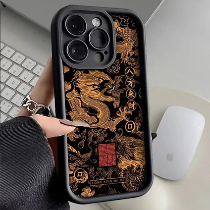 Luxury Fashion East Dragon Soft Phone Case for Samsung Galaxy S24 Ultra S23FE S22 S21 Plus A54 A55 A53 A15 A35 A14 A34 A32 Cover