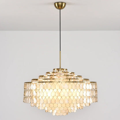 Tiered Capiz Shell Glow Chandelier