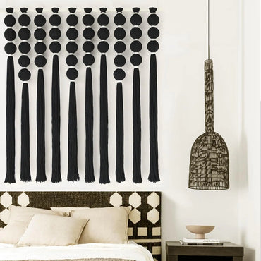 IOWER Handcrafted Black Macrame Sphere Wall Art