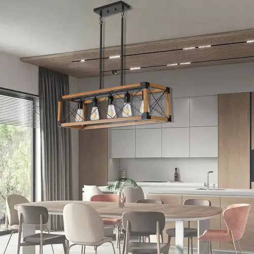 Rustic 5-Light Walnut Chandelier for Home