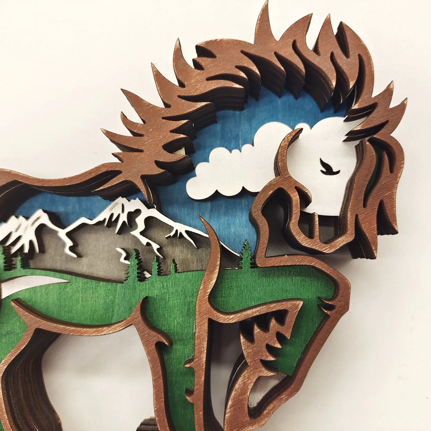 Wooden 3D Animal Carving Christmas Wall Decor