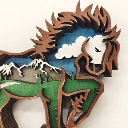 Wooden 3D Animal Carving Christmas Wall Decor