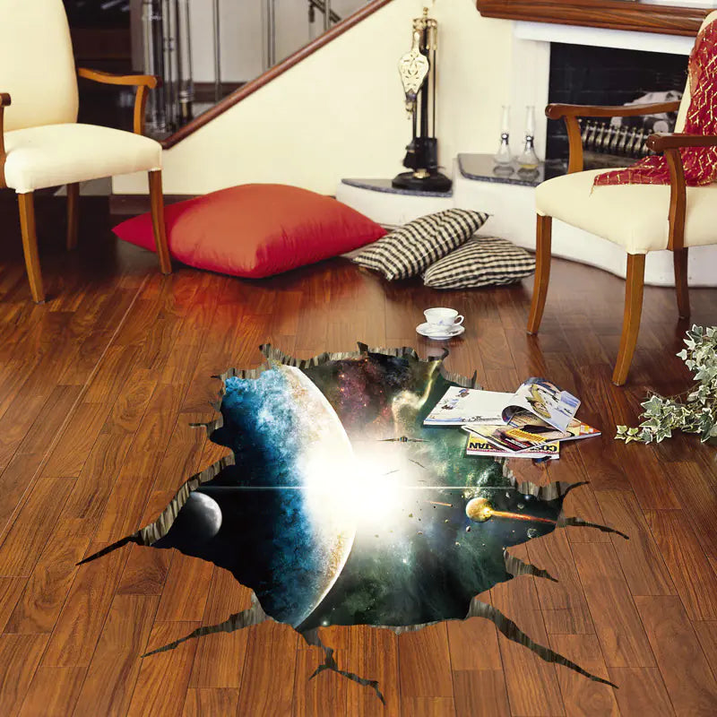 3D Space Planet Floor Wall Stickers for Home Decor