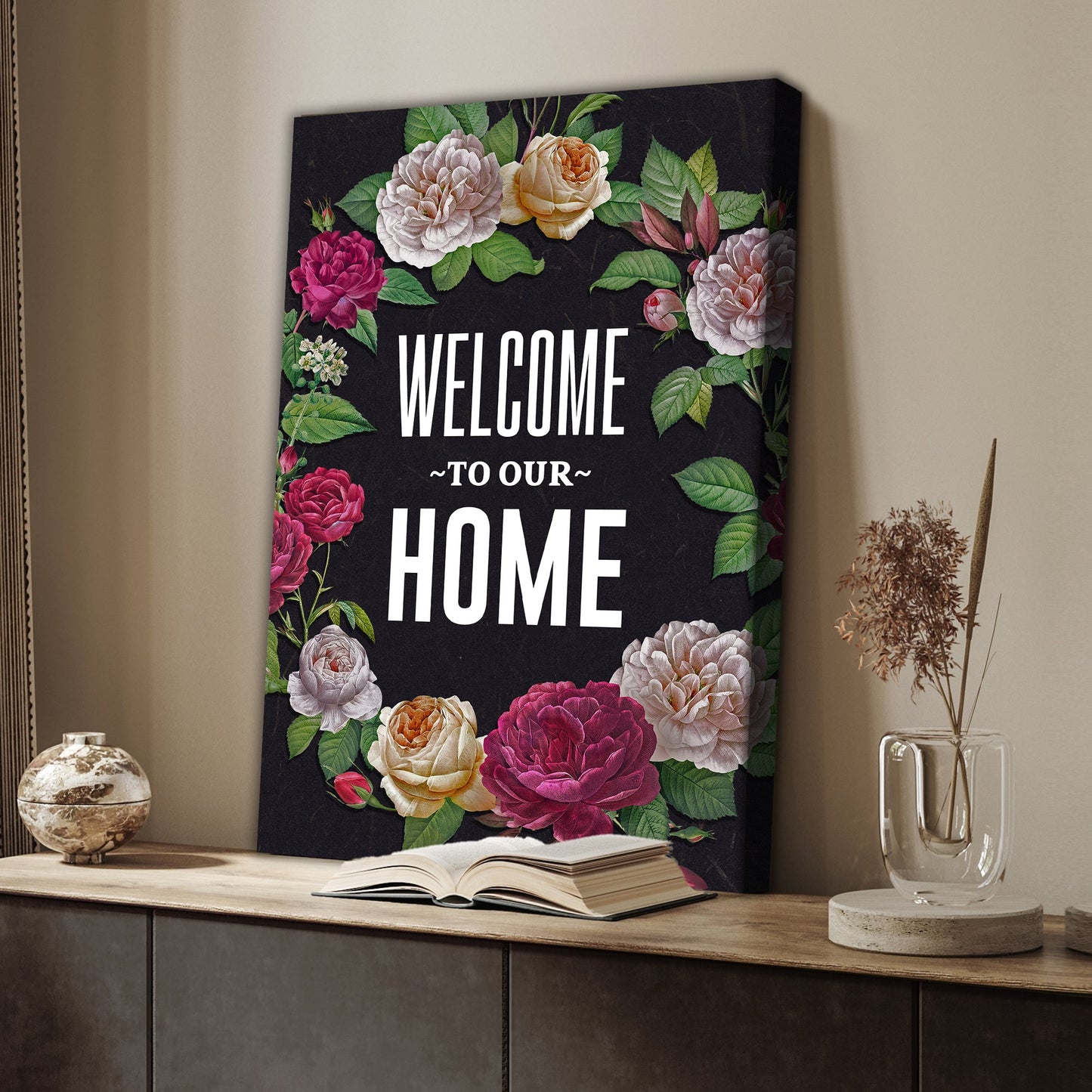 Home, Wrapped in Florals Sign