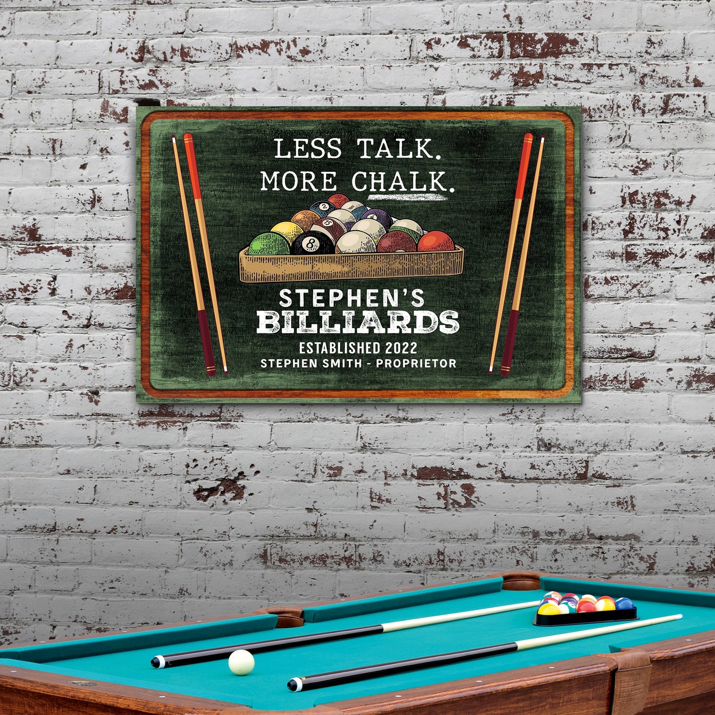 Chalk & Confidence Billiards Sign II