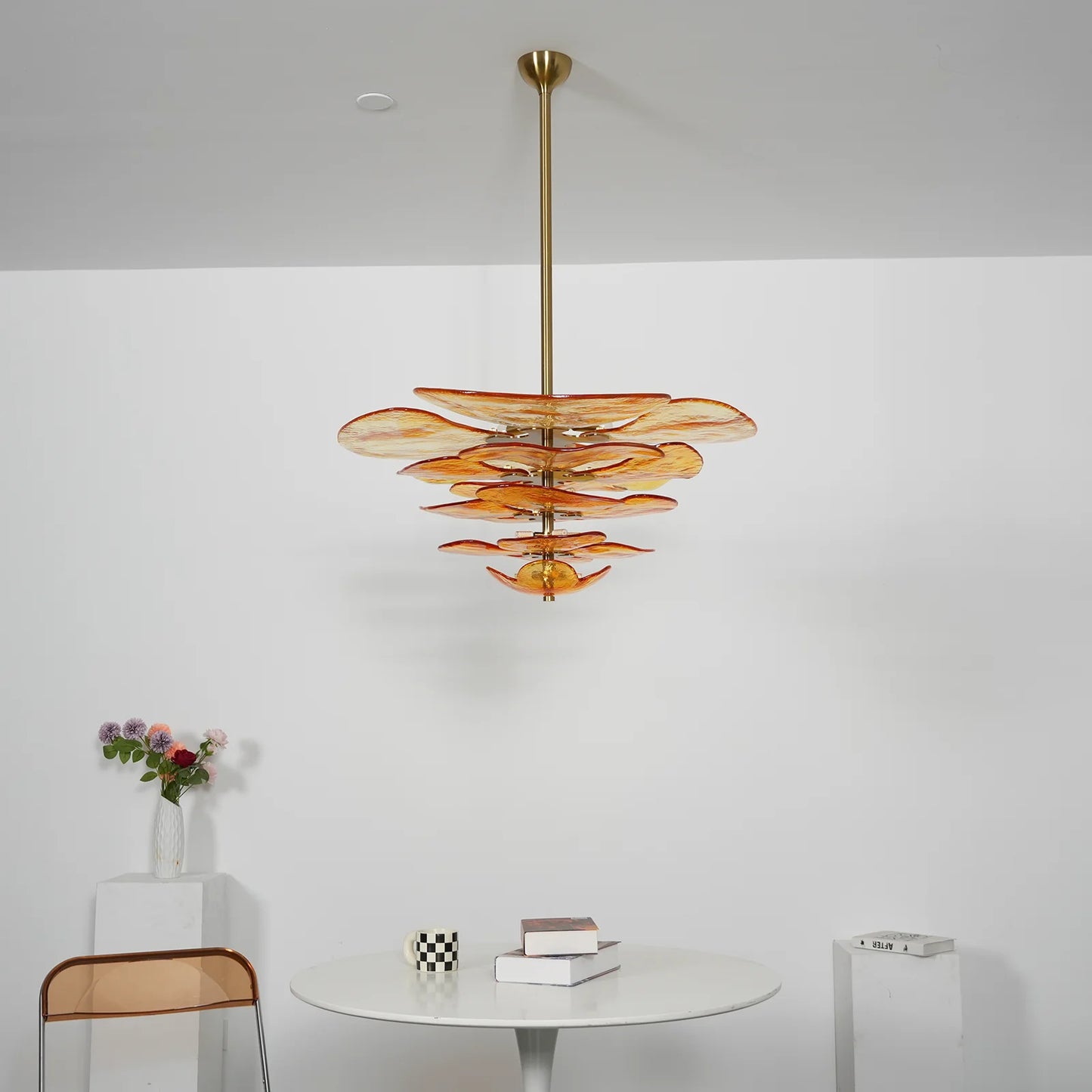 Amber Leaf‑Form Glass Chandelier