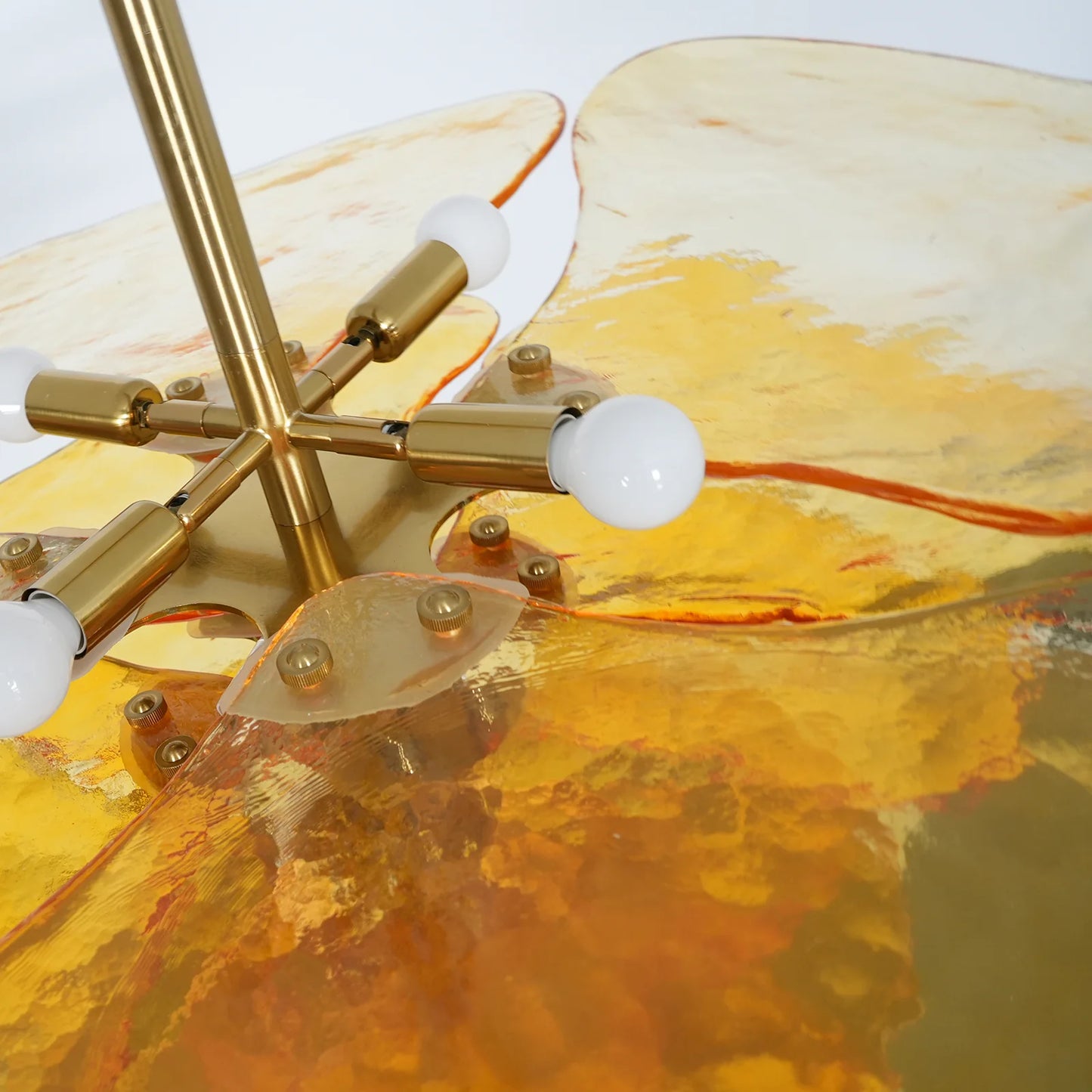 Amber Leaf‑Form Glass Chandelier