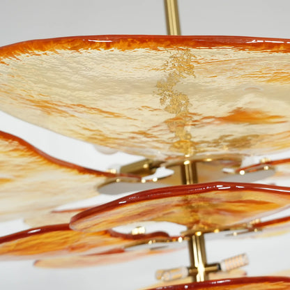 Amber Leaf‑Form Glass Chandelier