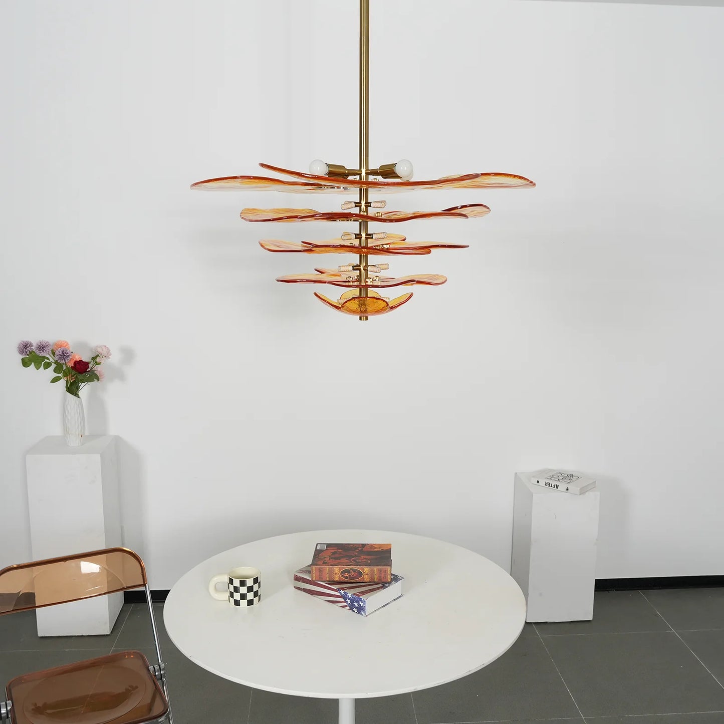 Amber Leaf‑Form Glass Chandelier