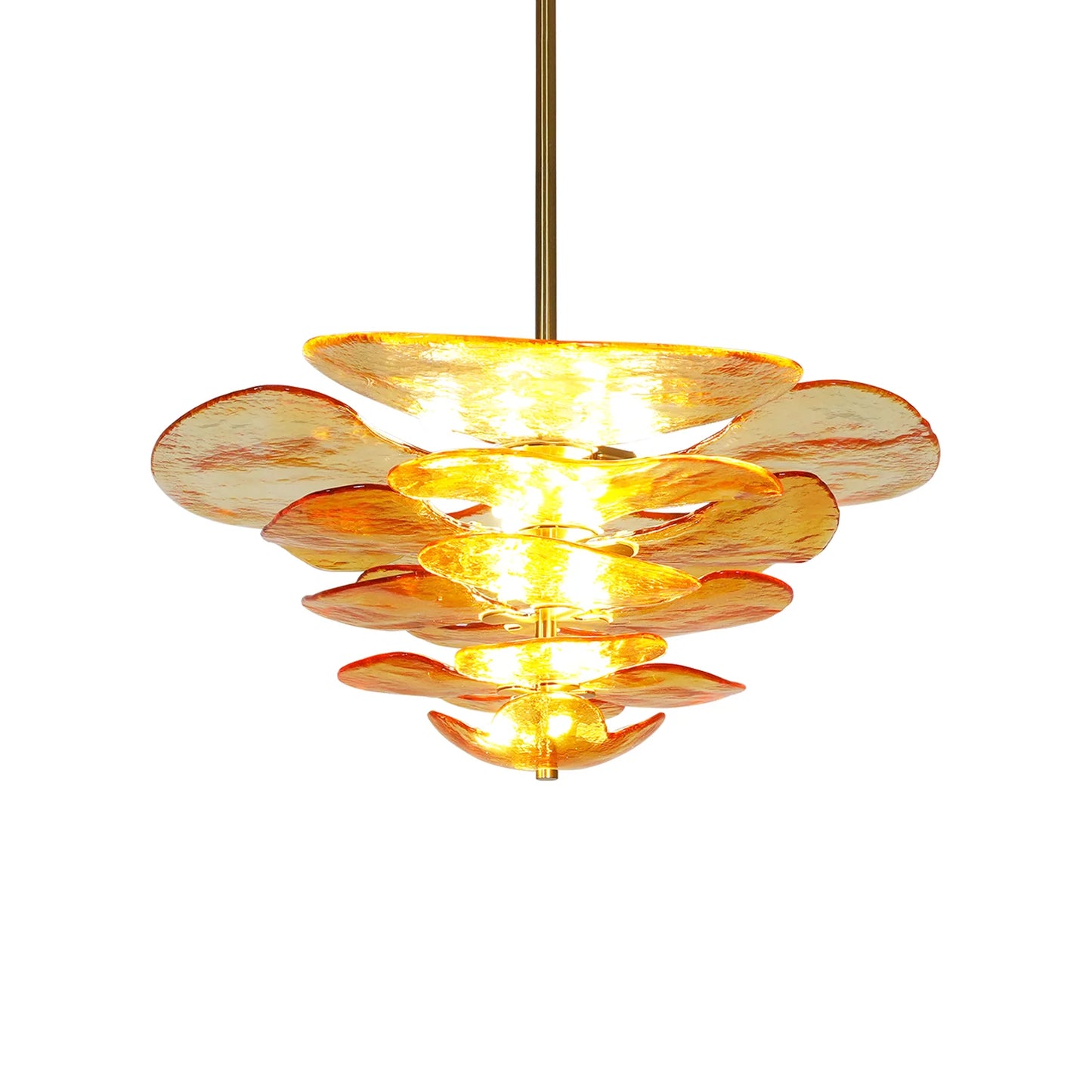 Amber Leaf‑Form Glass Chandelier