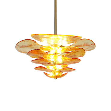 Amber Leaf‑Form Glass Chandelier