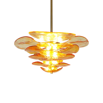 Amber Leaf‑Form Glass Chandelier