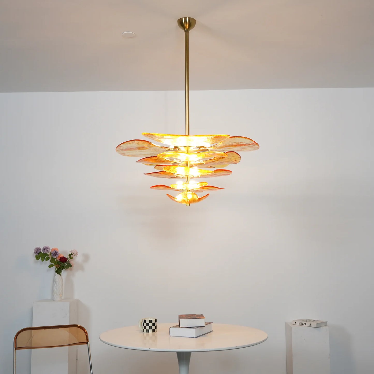 Amber Leaf‑Form Glass Chandelier