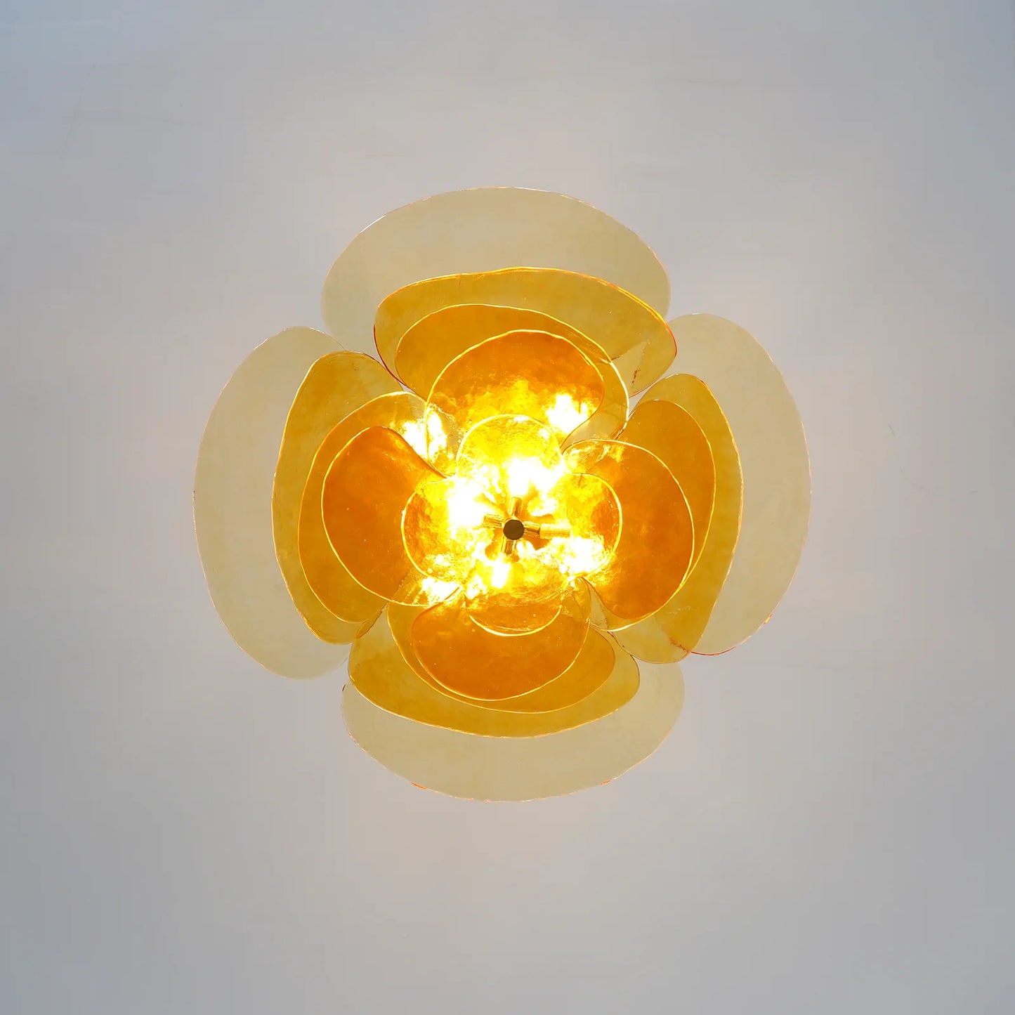 Amber Leaf‑Form Glass Chandelier