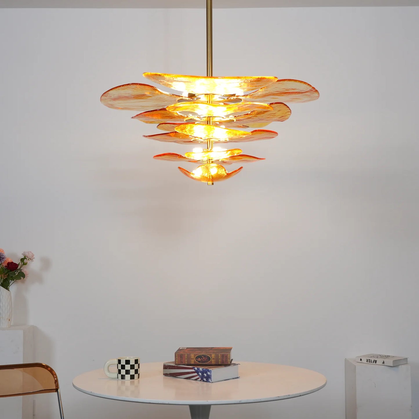 Amber Leaf‑Form Glass Chandelier