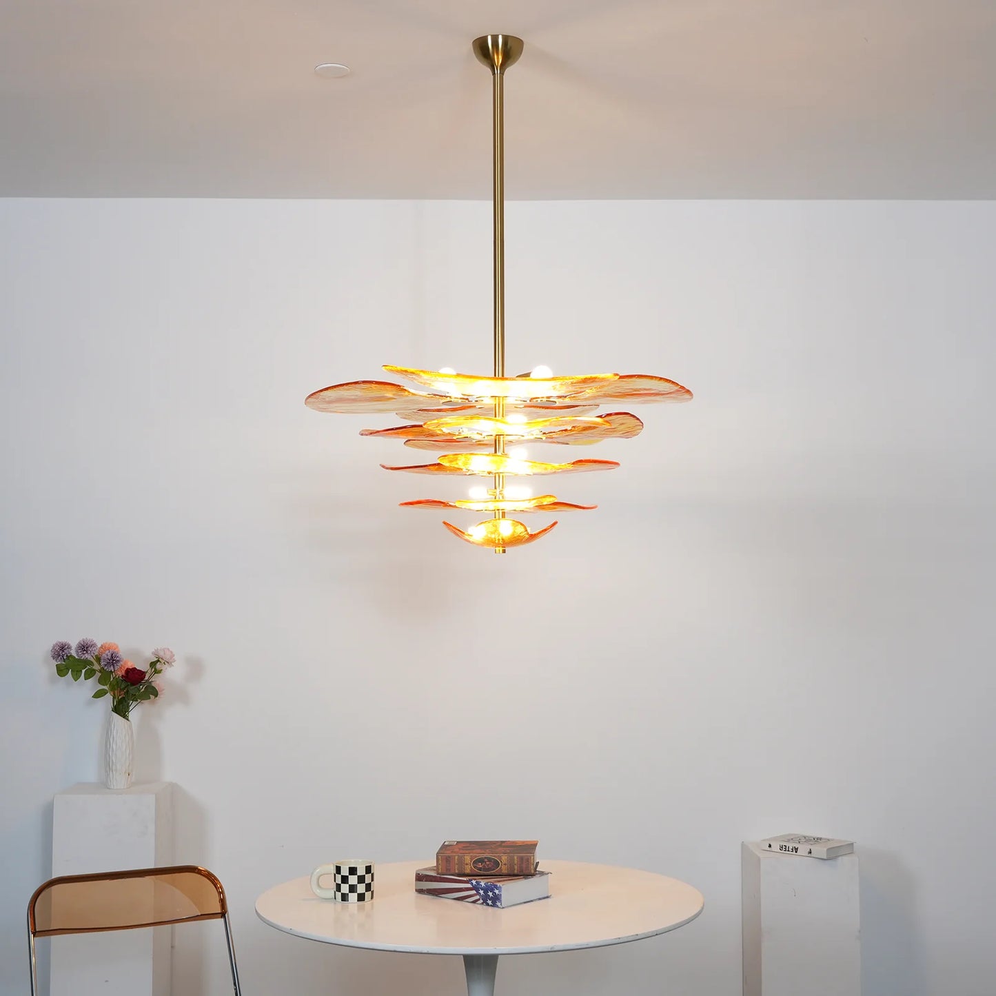 Amber Leaf‑Form Glass Chandelier