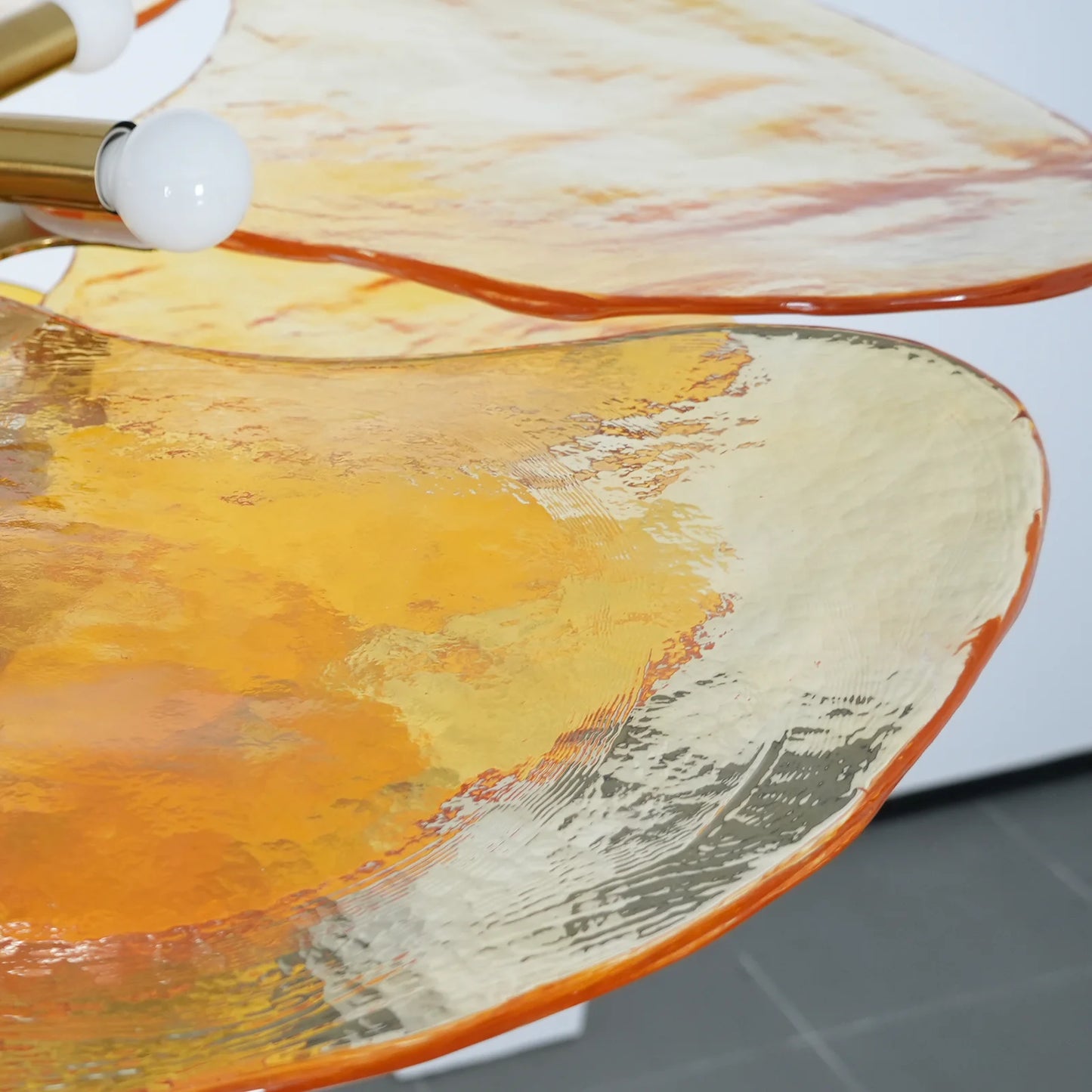 Amber Leaf‑Form Glass Chandelier