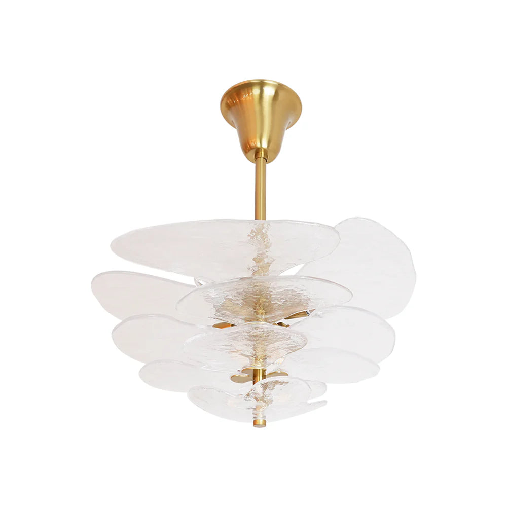 White Sculpted Leaf Glass Chandelier