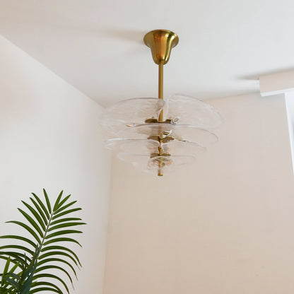 White Sculpted Leaf Glass Chandelier