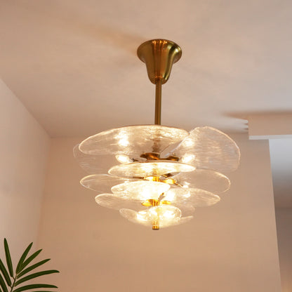 White Sculpted Leaf Glass Chandelier