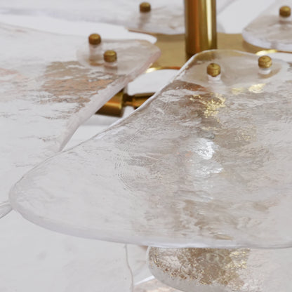 White Sculpted Leaf Glass Chandelier
