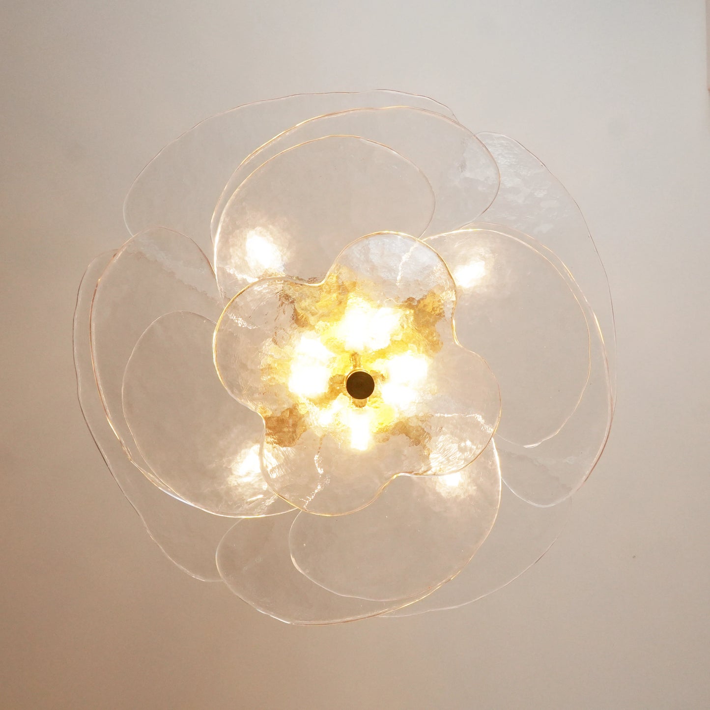 White Sculpted Leaf Glass Chandelier