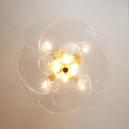 White Sculpted Leaf Glass Chandelier