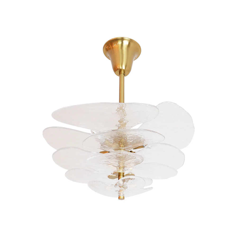 White Sculpted Leaf Glass Chandelier