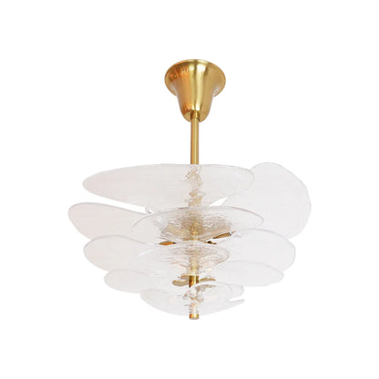 White Sculpted Leaf Glass Chandelier