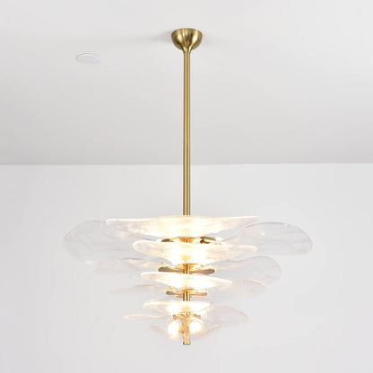 White Sculpted Leaf Glass Chandelier